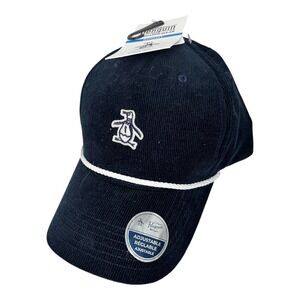 Original Penguin Mens Navy Blue Corduroy Rope Baseball Cap Hat Pete Logo OS NEW